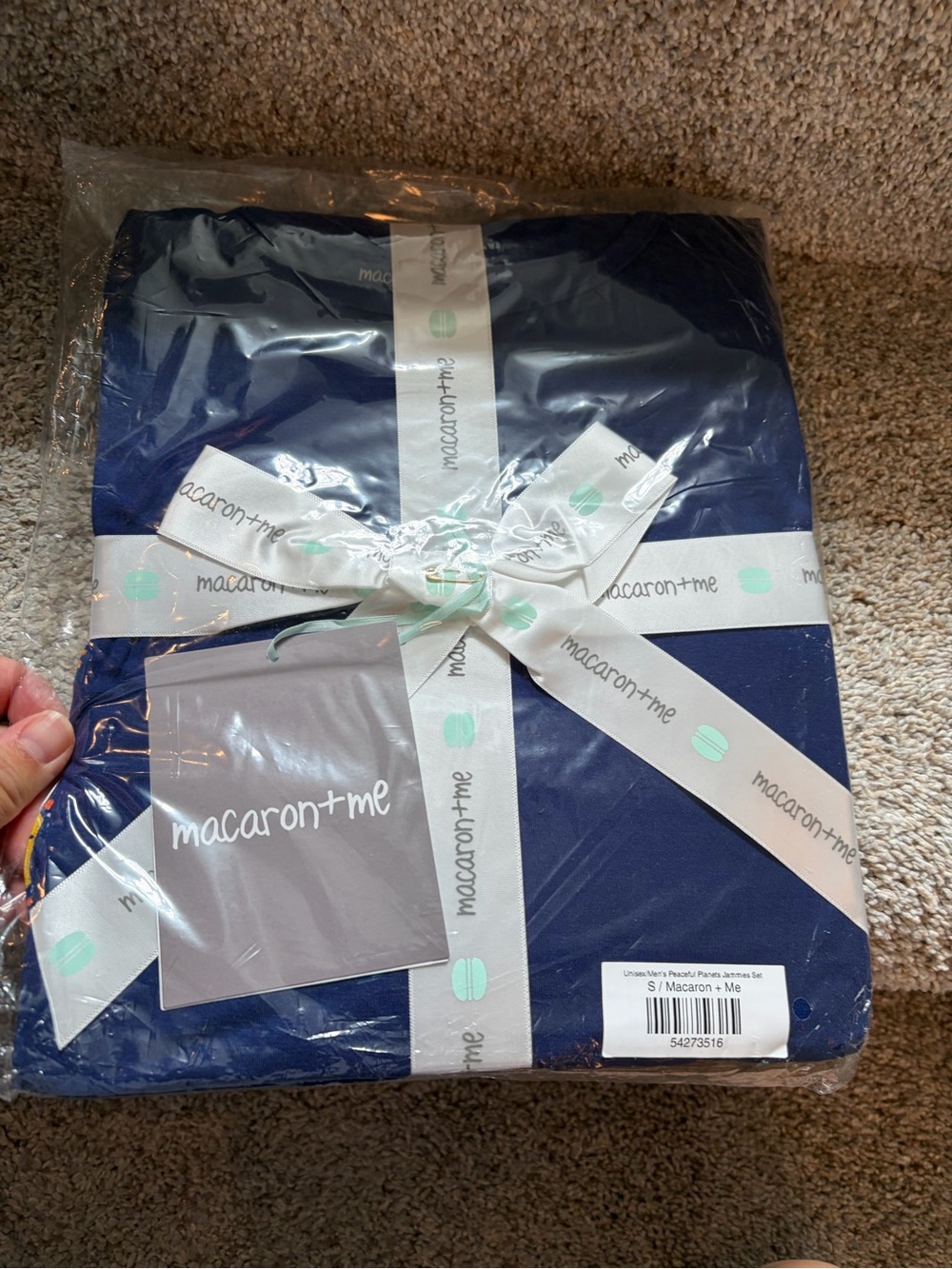 Macaron+Me Women's Navy long sleeve top and Pajama pant Set planets
